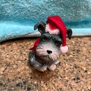 Adorable Holiday Schnauzer Terrier Dog Santa Hat Christmas Ornament